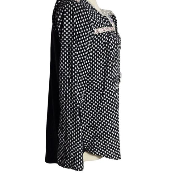 Skies are Blue Black and White Boho Peasant Embroidered Blouse Top - Picture 5 of 6